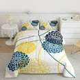 thumbnail image 2 of Homewish Dahlia Flower Full Size Comforter Sets,Geometric Floral Theme Bedding Comforter Set,Teal Yellow Stripes Bedding Sets For Kids,Microfiber Bedroom Decor,3 Pieces, 2 of 8