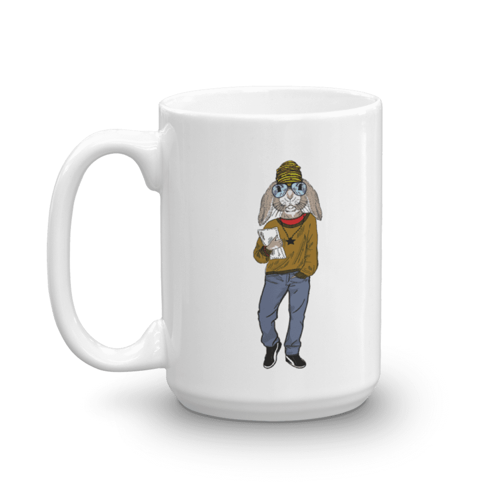 Hipster Rabbit Cute Hipsters' Coffee & Tea Mug, Office Cup, Table Décor, Accessories, Ornament