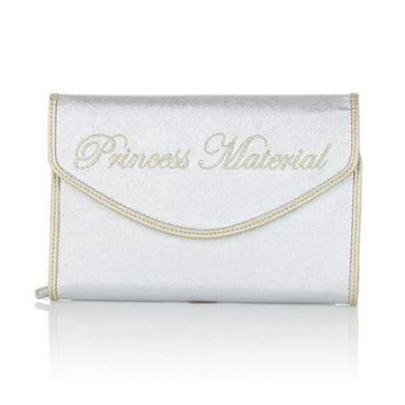 SNOB Essentials Disney Cinderella Princess Material Clutch Jewelry Bag Metallic Silver Handbag Purse Small Designer Womens