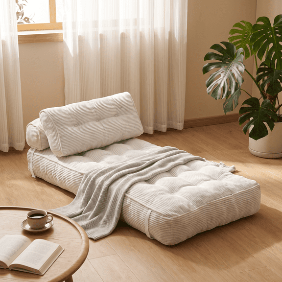 Single Folding Sofa Bed, Convertible Sleeper Chair with Pillow & Back Support, Foldable Mattress Fold‑Out Chair Bed, Portable Comfy Floor Sofa Lounge for Living Room Bedroom