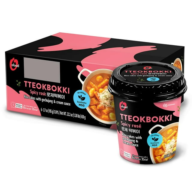 O’Food Original Tteokbokki, Gluten-Free Korean Rice Cakes, Authentic Spicy Korean Street Food Snack, Perfect with Cheese and Ramen Noodles, Ready to Eat, No MSG, No Corn Syrup (Pack of 1)
