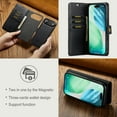 thumbnail image 4 of for iPhone Air Case, PU Leather Detachable Vintage Wallet Flip Magnetic Clousure Drop Protective Slim Phone Case Cover for iPhone Air with Card Holder - Black, 4 of 8