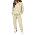 thumbnail image 3 of Jerdar Womens 2 Piece Lounge Set Hoodie Jogger Pants Oversized Solid Color Drawstring Pocket Elastic Waistband Casual Fall Winter Travel Outfits L, 3 of 8