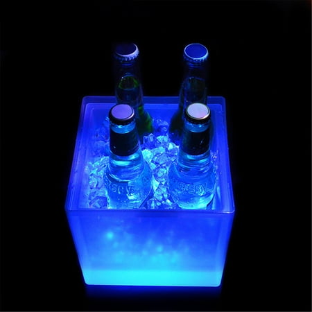 

MRULIC Party Light-up Decoration Ice Bucket With LED Ice Bucket Double Layer For Beer Summer Cooling + Blue
