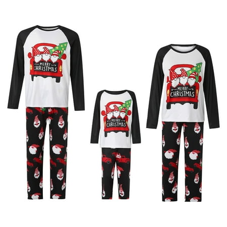 

Spring hue Christmas Parent-child Pajamas Printed Long Sleeve T-shirt + Trousers