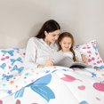 thumbnail image 5 of Homewish Cartoon Bowknot Cherry Queen Comforter Set for Kids, White Blue Pink Bedding Sets, Kawaii Flower Floral Reversible Bedding Comforter Set, Microfiber Bedroom Decor, 3-Piece, 5 of 8