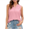 thumbnail image 2 of MORESEC Summer Sleeveless Tank Tops For Women Round Neck Eyelet Curved Hem Casual Beachwear Basic Solid Tops Vacation Fashion Clothes, Pink S, 2 of 4