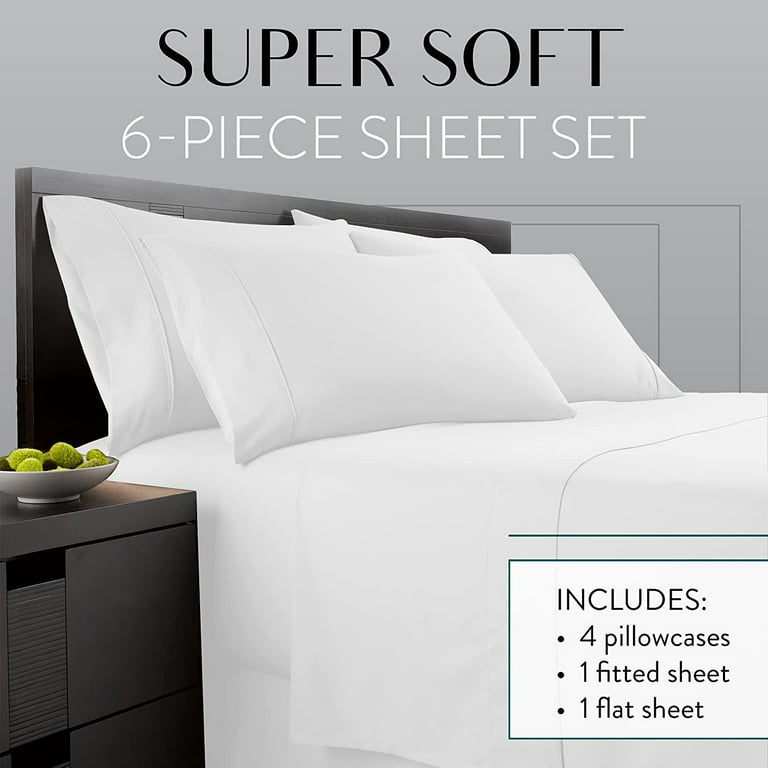 Danjor Linens 6 Piece Hotel Luxury Soft 1800 Series Premium Bed Sheets Set with Deep Pockets, Full, Gray