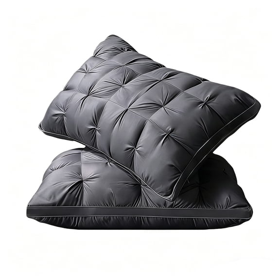 Bed Pillows for Sleeping, Pillows for Neck Support, 20X26 in Standard, Gray Tufted, Breathable Casing, Plush Filling, Master Bedroom, 2 Pc