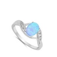 thumbnail image 4 of CHOOSE YOUR COLOR Oval White CZ Blue Simulated Opal Ring .925 Sterling Silver Band Female Size 8, 4 of 4