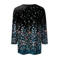 thumbnail image 5 of RPVATI 3/4 Length Sleeve Shirts for Women Button Down Up V Neck Elbow Sleeve Tops Floral Print Loose Fit Henley Blouses Fashion Trendy T Shirts Summer Tunic Tops 2024 Black L, 5 of 6