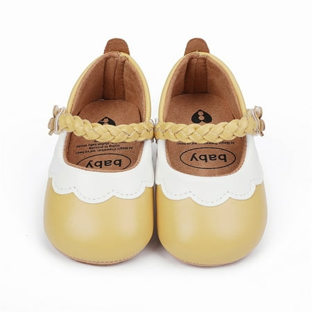 

kpoplk Baby Sandals Girls Single Shoes First Walkers Shoes Toddler Sandals Princess Toddler Sandals Girl Closed Toe(Yellow)