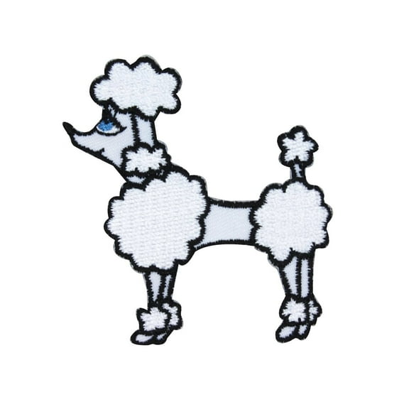 White Poodle Girl Patch Fancy Fluffy Dog Breed Embroidered Iron On Applique