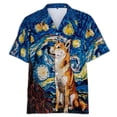 thumbnail image 2 of Camisa hawaiana con estampado 3D de Shiba Inu para hombre, divertida camisa hawaiana con estampado de animales, blusas casuales de manga corta con solapa para verano, 2 of 5