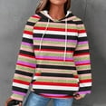 thumbnail image 5 of XPMWRP Women's Striped Drawstring Hoodies Waffle Knit Sweatshirt Fall Winter Long Sleeve Pullover Sweatshirts With Pockets Red S, 5 of 5