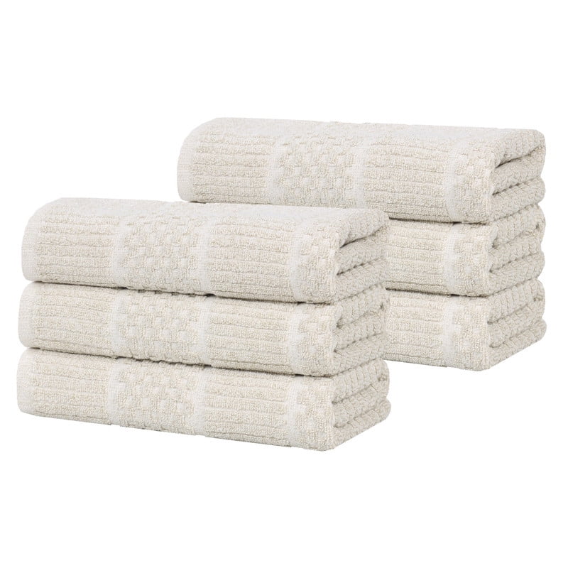 Superior Naples Viscose Cotton Blend Medium Weight Hand Towels, Set of 6, Beige