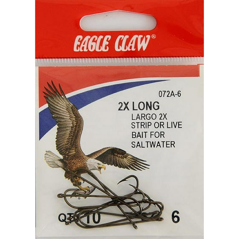 Eagle Claw 2x Long Shank Offset Hook, Bronze, Size: 6