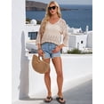 thumbnail image 5 of Drvitor Beach Cover Up for Women Summer Hollow V-Neck Crochet Tops Casual Loose 3/4 Sleeve Swimsuit Cover Up, 5 of 7