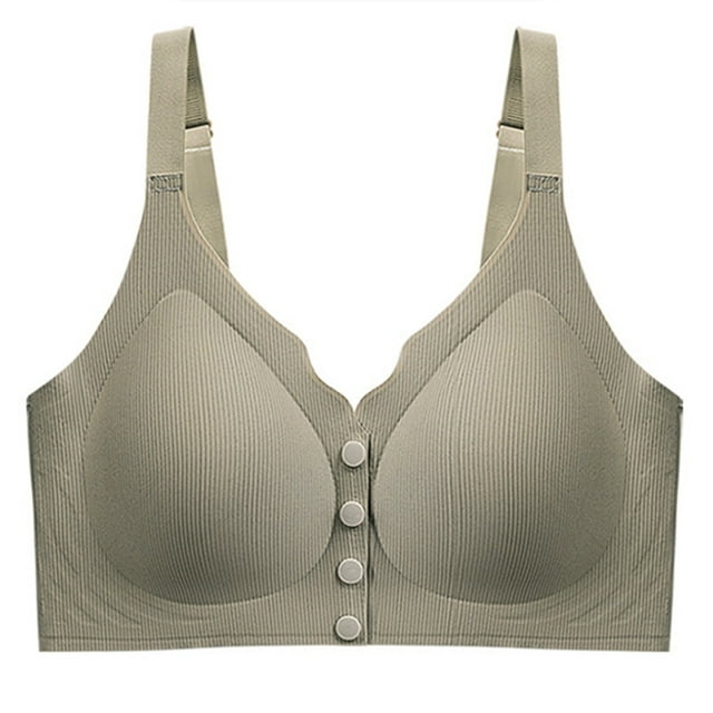 Bocqde Women's Front Button Closure Bra Light Breathable Full Coverage Soft Support Bras Gathering Push Up Bralettes Without Steel Rims