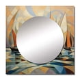thumbnail image 2 of Designart "Abstract Sailboats at Sunset Cubist Minimalist Scene III" Boat Square Mirror Wall Decor Modern - Large Brown Square Bathroom Mirror - Square Printed Wall Mirror Art, 2 of 5