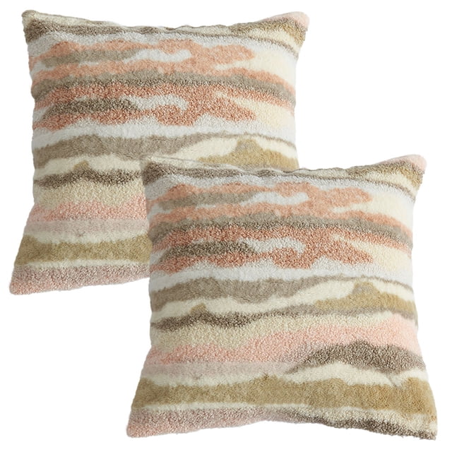 2 piezas de funda de almohada de felpa texturizada con sensación de arena movediza de color, funda de cojín para sofá sin núcleo
