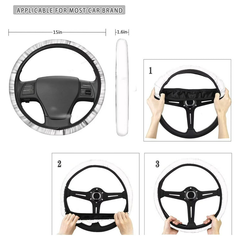 10 Pcs Leather Steering Wheel Cover for Women Cute Car Accessories Set with  Seat Belt Shoulder Pads Seatbelt Covers Cup Holders Bling Start Button