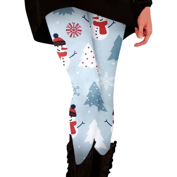 Gibobby Pantimedias para Mujer Cómodas y Cálidas Leggings estampados cómodos informales para mujer Pantalones largos de yoga y Navidad (Azul, L)