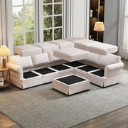Zeda Fabric Upholstered Modular Sofa  - Beige
