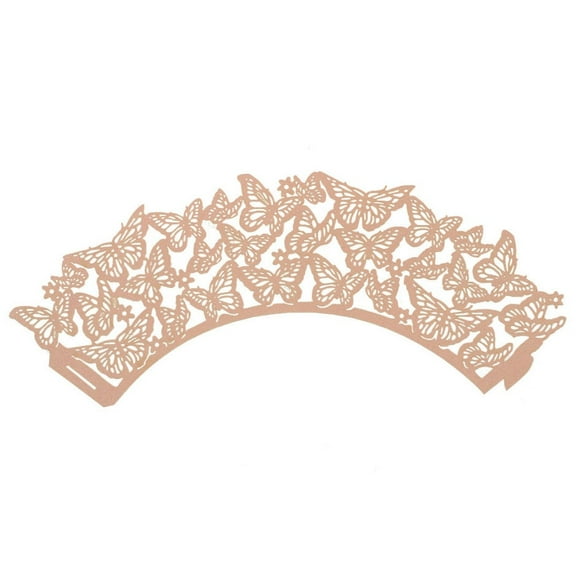Pink Butterfly Lace Cupcake Wrappers (25pcs, Standard Size) Grease Resistant Cake Liners for Baking, Caking and Crafting by Bakell