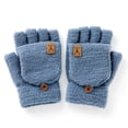 thumbnail image 5 of Guantes de invierno para hombre, cálidos, de doble uso, para estudiantes, de medio dedo, tejidos en jacquard, 5 of 5