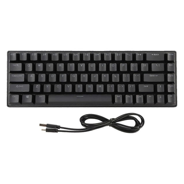 Gaming Keyboard USB 68 Keys Blue Switch N Key Rollover 10 RGB Backlit Modes Wired Keyboard for Desktop Laptop Black