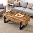 thumbnail image 3 of TesNus Rectangle Rustic Coffee Table, Modern Farmhouse Wood Simple Coffee Table with Metal Legs, Center Table for Living Room, 3 of 18