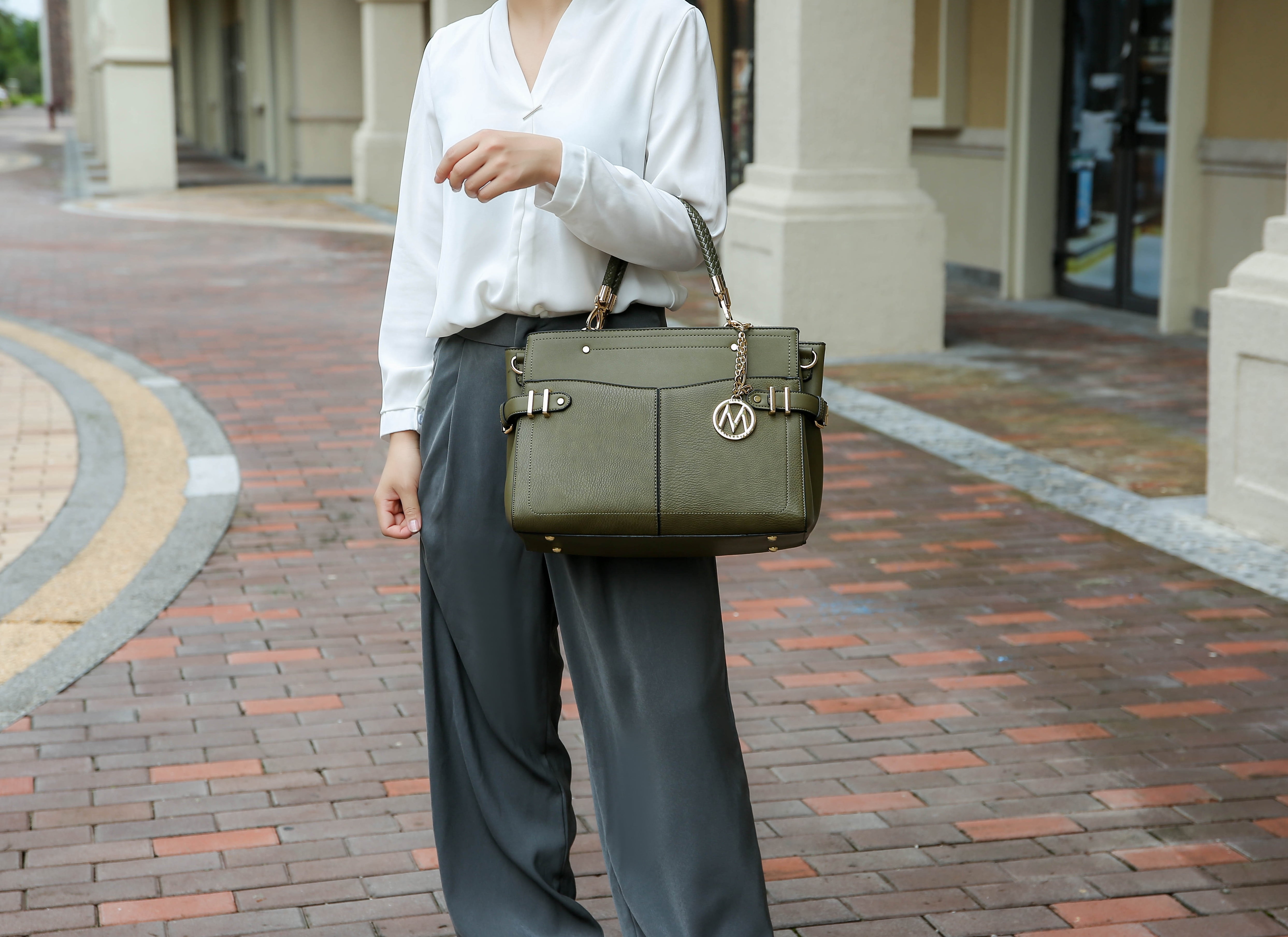 MKF Collection Tenna Vegan Leather Women's Satchel Bag, Stylish Top-Handle Purse Handbag by Mia K - Cognac