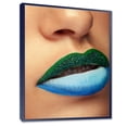 thumbnail image 3 of Close Up Woman Lips With Fashion Make Up and Brackets 24 in x 32 in Framed Painting Canvas Art Print, by Designart, 3 of 4
