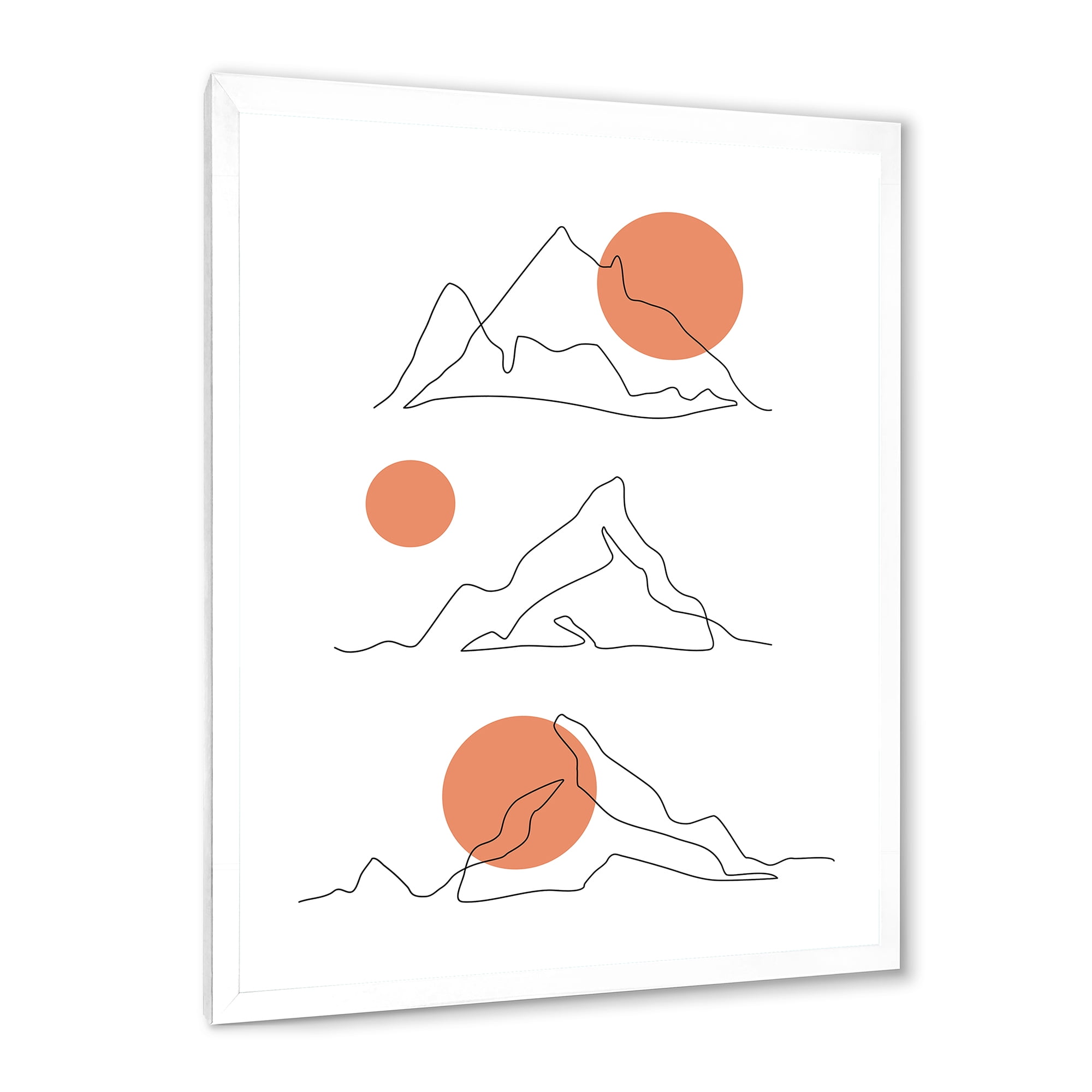 Designart 'Abstract Red Moons With Mountain Range' Modern Framed Art Print