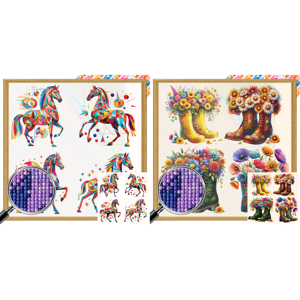 5D DIY Taladro Parcial AB Diamante Pintura Caballo Arte Del 45x45cm