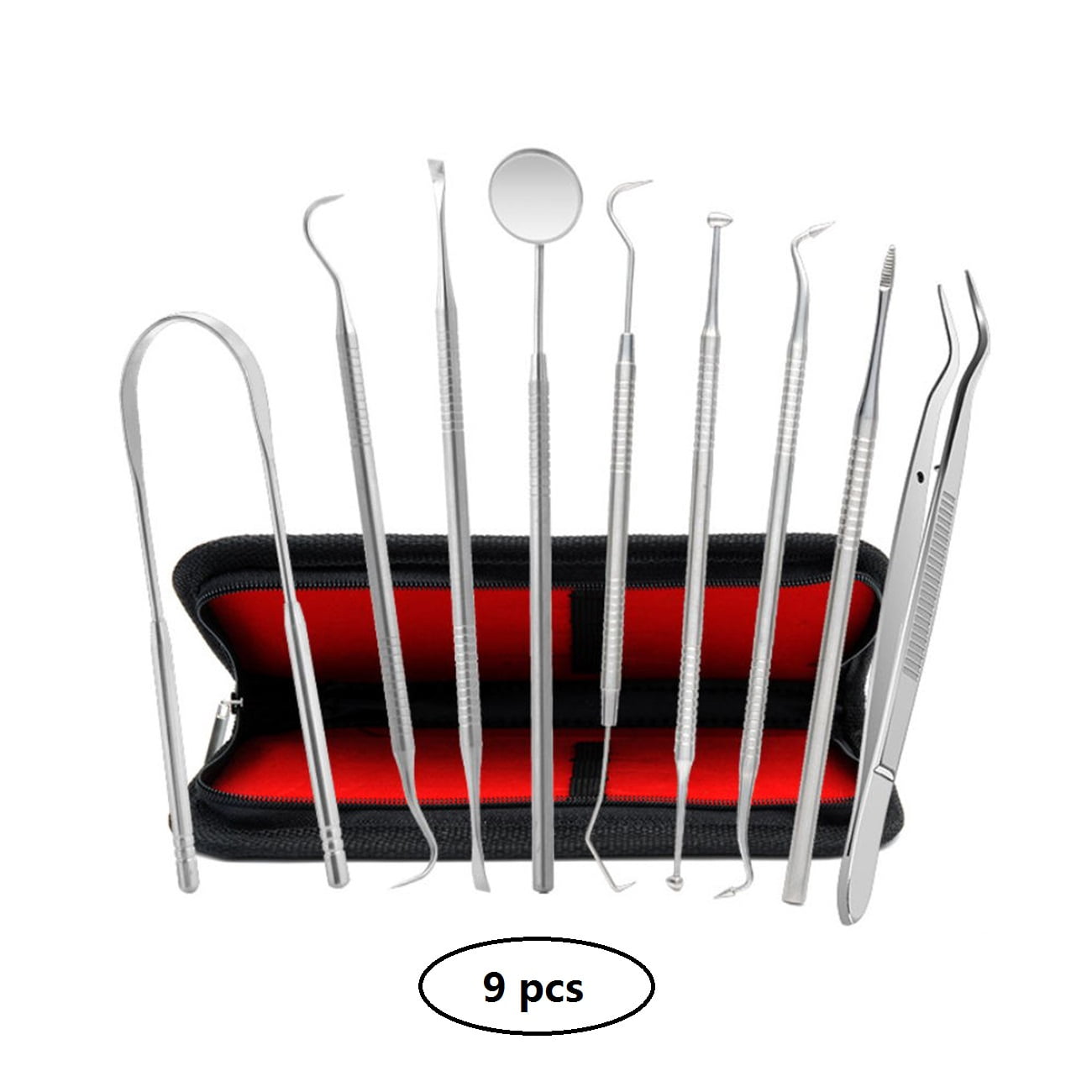 Dental Pick Tools, 9 Pack Professional Stainless Steel Dental Scaler