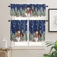thumbnail image 2 of Christmas Kitchen Curtains and Valances Set, Cute Hat Snowman Xmas Box Pine Trees Snow Navy Blue Rod Pocket Window Valance Window Curtain Panels for Living Room Bedroom Laundry, 27.5x36in, 3 Pieces, 2 of 7