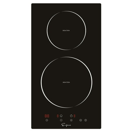 Empava 12” Electric Stove Top Induction Cooktop Vitro Ceramic Glass With 2 Burners Smooth Surface Black