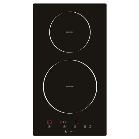 General Electric Stove Empava 12” Electric Stove Top Induction Cooktop Vitro Ceramic Glass With 2 Burners Smooth Surface Black EMPV-IDC12 ()