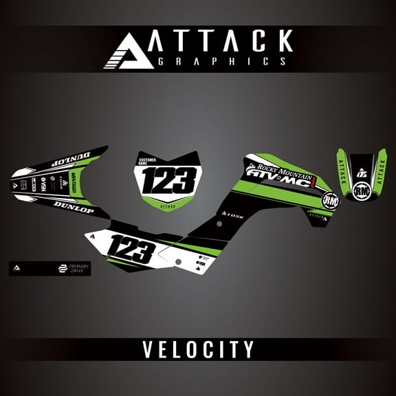 Attack Graphics Custom Velocity Complete Bike Graphics Kit for Kawasaki KLX140R F 2022