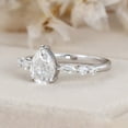 thumbnail image 4 of Oryn Jewelry Engagement Band in 14K White Gold Plated - 1.9 Ct Pear Cut Solitaire Moissanite Ring - Classic Accent Wedding Band - Mid-Century Style Gift, 4 of 6