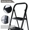 thumbnail image 4 of [US IN STOCK] Step Ladder 4 Step Ladder with Handrails Heavy Duty Steel Sturdy Wide Pedal Lightweight Anti-Slip Portable & Collapsible Stool Folding Ladder Kitchen Step Stool - 350 lbs, 4 of 9