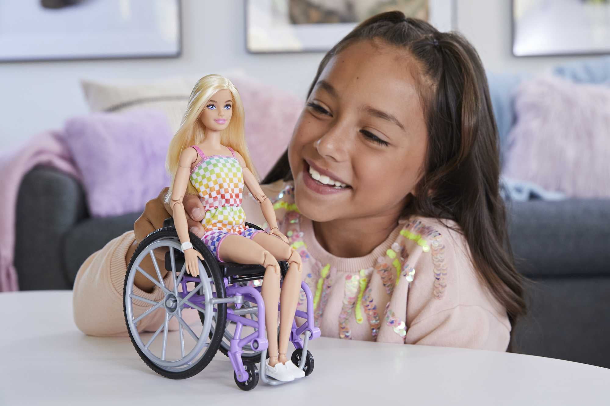 Barbie Fashionistas Doll #194 with Wheelchair and Ramp, Rainbow Romper with Accessories Barbie Fashionistas Doll #194 with Wheelchair and Ramp, Rainbow Romper with Accessories