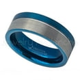 thumbnail image 2 of 2-Tone Pipe Cut Tungsten Ring - 8mm Brushed Finish Blue IP Comfort Fit Tungsten Carbide Anniversary Ring, 2 of 5
