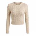 thumbnail image 4 of CHGBMOK Women's Plus Size Cropped Sweater Crew Neck Long Sleeve Slim Fit Pullover Ribbed Hem Casual Knit Tops, 4 of 8