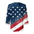 thumbnail image 5 of Patriotic Womens Blouse American Flag Womens Shirt Women Red White and Blue Shirt Memorial Day Shirt Women Fashion Women's Summer V-Neck 3/4 Sleeve Lace Print Casual T-Shirt Blouse, 5 of 5