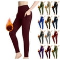 thumbnail image 5 of Women's Thermal High Waist Leggings with Pockets Fleece Lined Warm Winter Tights for Yoga and Outdoor Running, 5 of 9