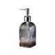 thumbnail image 2 of Bote dispensador de jabón de vidrio 350ml | Bomba de vidrio de colores con textura de rayas verticales | Champú recargable para baño y cocina, soporte para gel de ducha | 7 colores, diseño, 2 of 6