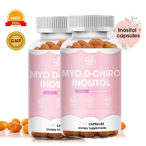 (2 Pack)Myo Inositol Capsule - Myo D-Chiro Inositol Blend Supplement - Hormonal Balance Ovarian Support